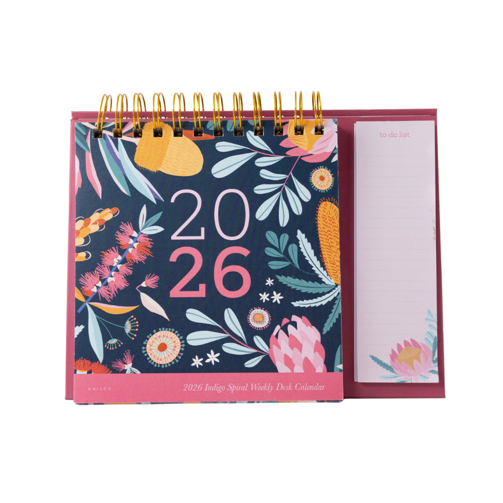 2026 Spiral Weekly Desk Planner - Indigo